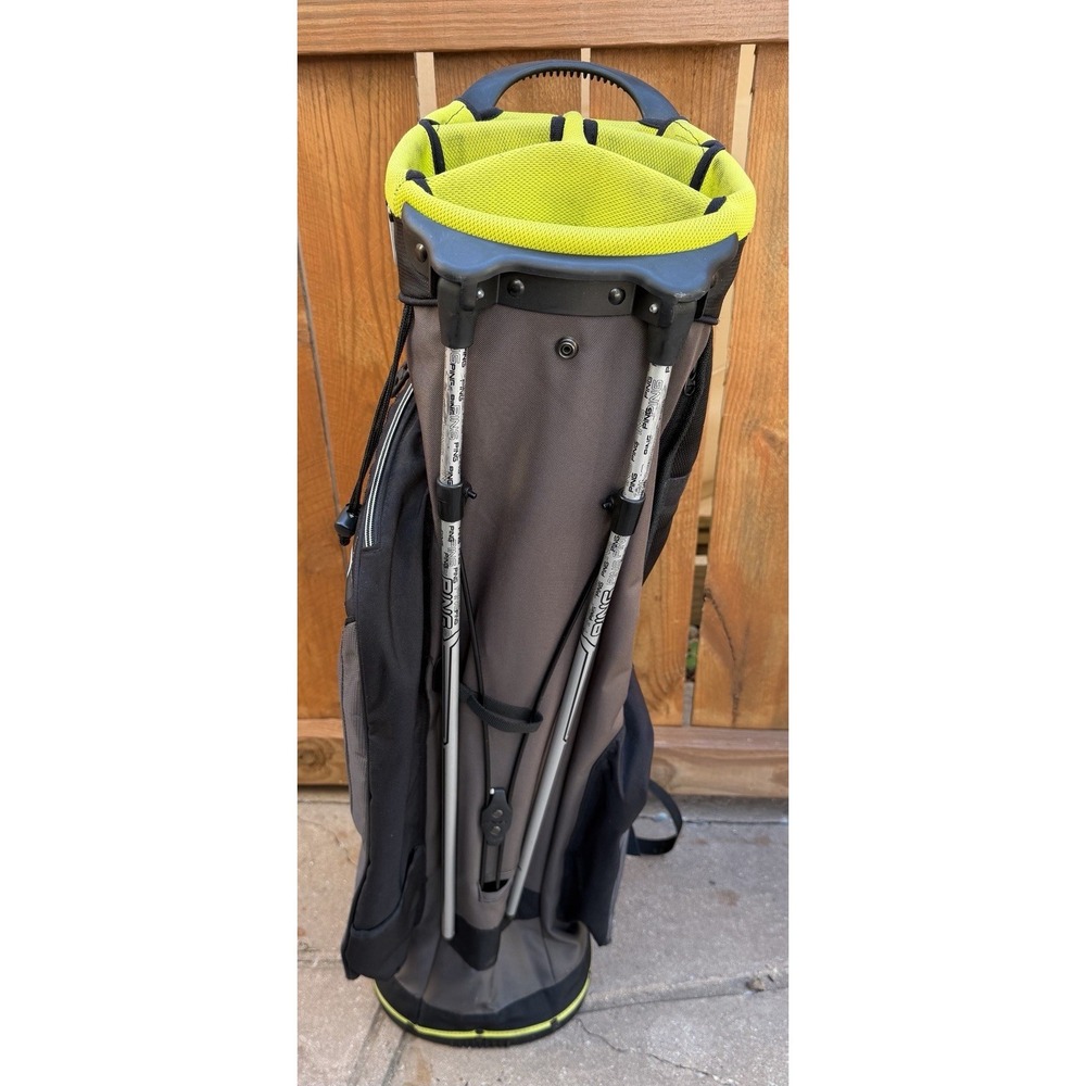 Vtg Ping Hoofer 5 Way Carry Bag Dual Straps Black Yellow W/Stand & Rain Cover